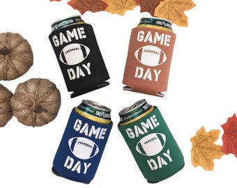 Min Set of 4 Game Day Can Coolers, Football Can Coolers, Football Game Day Cozie, Football Fan Gift Idea, Tailgating Can Coolers Gift