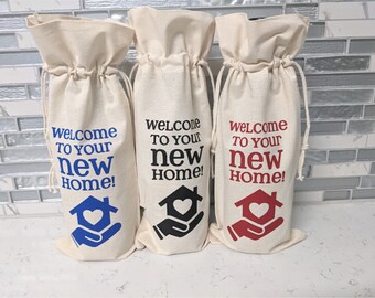 Housewarming Wine Gift Bag, Real Estate Closing Gift Idea, New Homeowner wine bag, Housewarming Gift, Wine Gift Bag, New Home Wine Bag