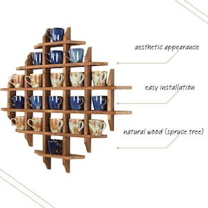 Rustic Wood Coffee Mug Rack: Wall Mounted Tea Cup Display Shelf - Etsy
