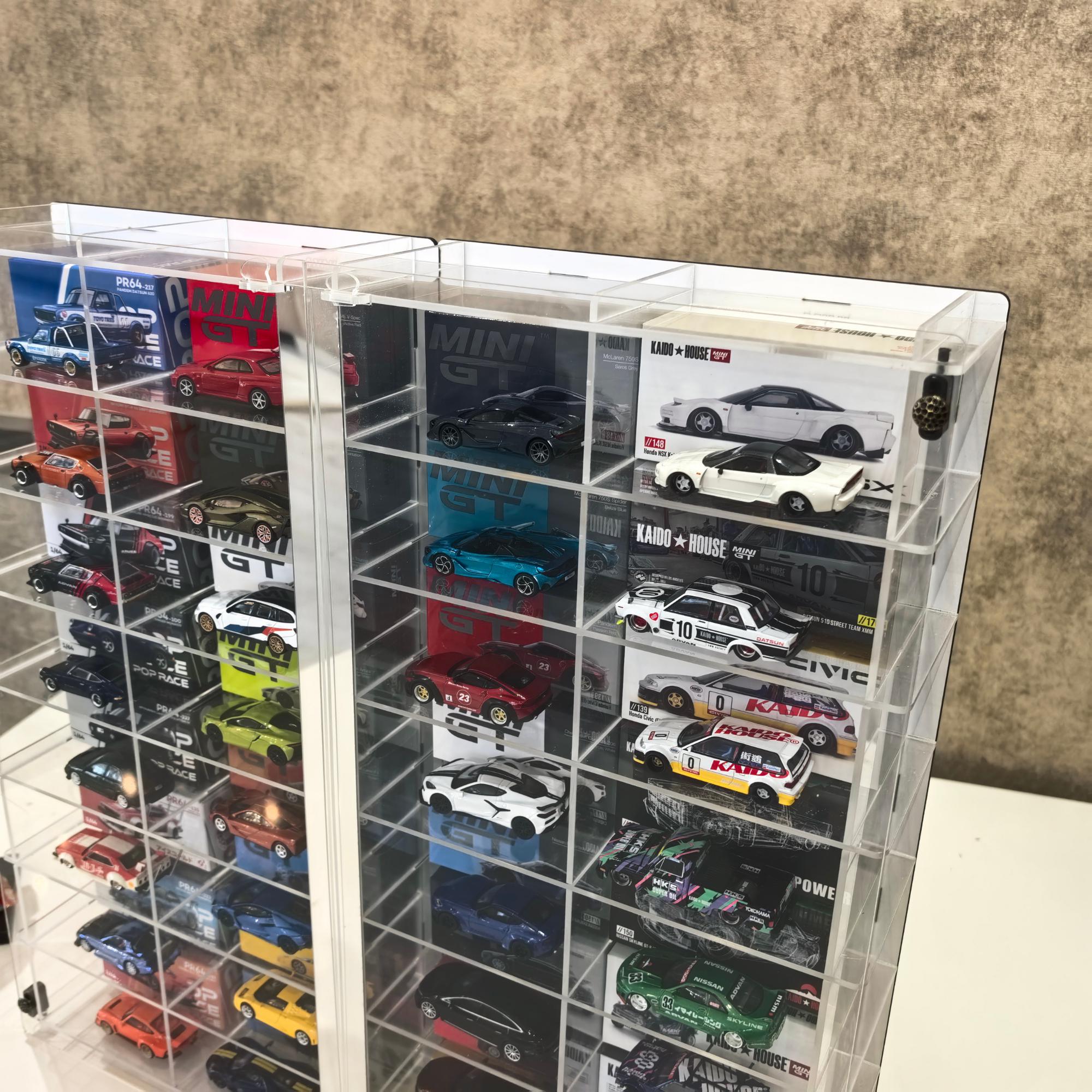 1/64 Diecast Car Display Case, Mirrored Acrylic Cabinet, Kaido