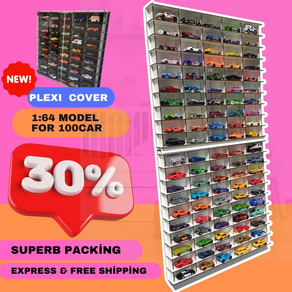 1/64 Hot Wheels,Matchbox & Diecast Car Compatible Display Case  standard or with cover ,Toy Car Storage Garage Organizer,Wall Display Shelf