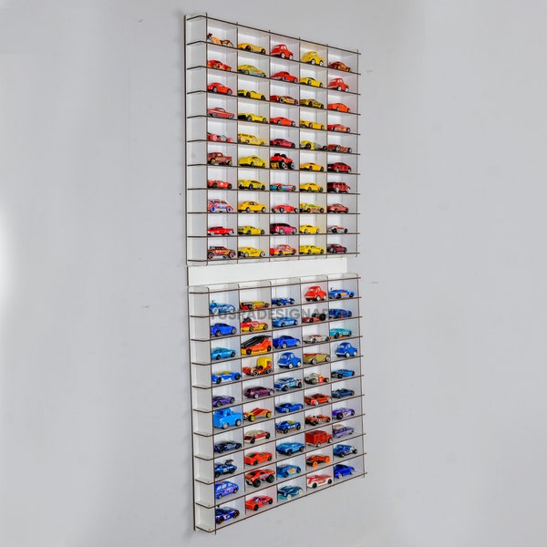 1/64 Hot Wheels,Matchbox and Diecast Car Compatible Display Case Standart or with cover,Toy Car Storage Garage Organizer,Wall Display Shelf