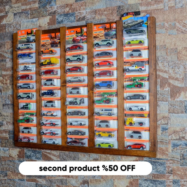 Special Natural Wooden Display for Hot wheels and Matchbox Card Collectors, Wooden Kick Kart Collector Showcase, display case, toy car shelf