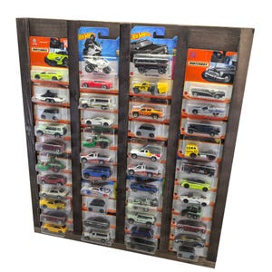 Spezielles natürliches Holzdisplay für heiße Räder und Streichholzschachtelsammler, hölzernes Kick Kartsammler-Schaukasten, Vitrine, Spielzeugautoregal