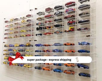 gift mode acrylic cover display,1/64 Model Compatible with Hotwheels Matchbox Cars,All Acrylic toy car shelf showcase with door,gift for him