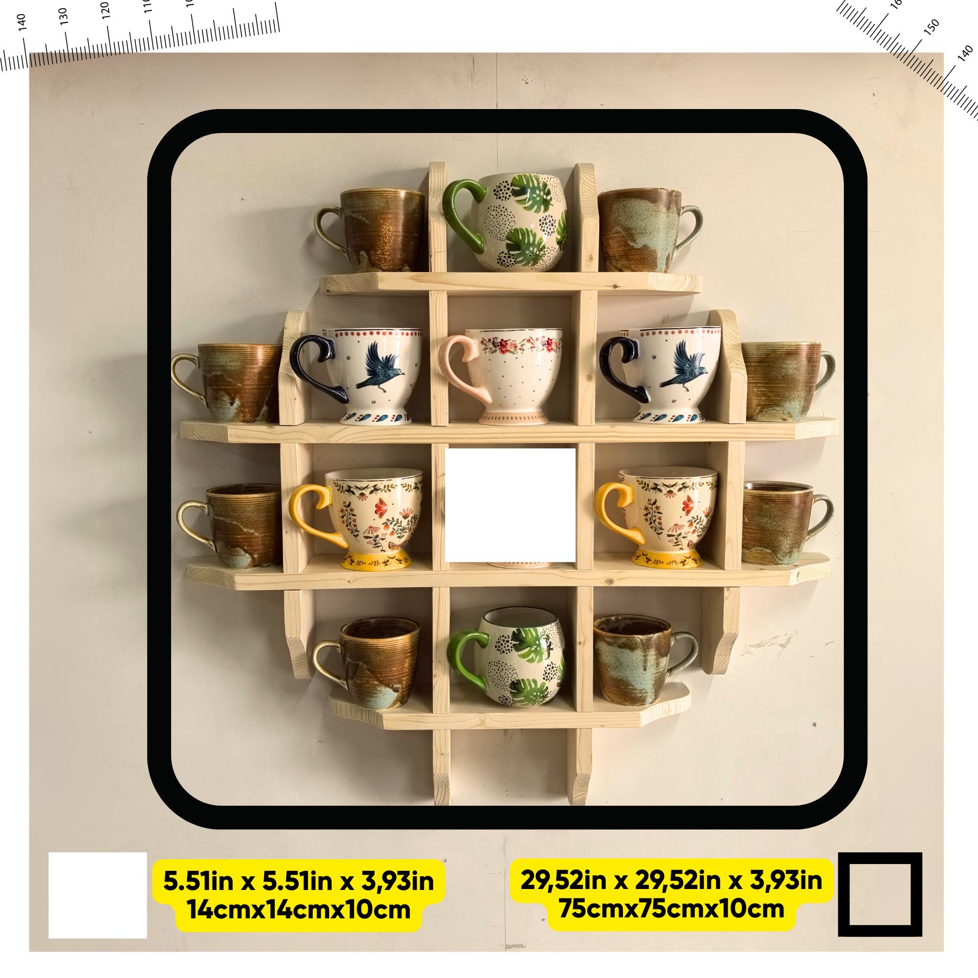 HOHIYA Espositore Da Parete Per Tazze Da Tè E Piattini - 2 Pezzi, Colore Nero, Metallico, Dimensioni 36x5x3 Cm, Porta Tazze Decorativo