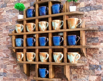 Mickey Inspired Wood Wall Mounted Coffee Mug Rack Etsy