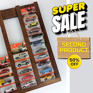 Espositore speciale in legno naturale per collezionisti di carte Hot Wheels e Matchbox, vetrina in legno per collezionisti di carte Kick, vetrina, scaffale per macchinine giocattolo