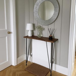 Rustic Solid Wood Narrow Console Table: Hallway Entryway Furniture