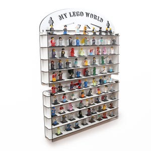 Vitrina para 120 minifiguras, cubierta de plexiglás, estante de pared compatible con Lego