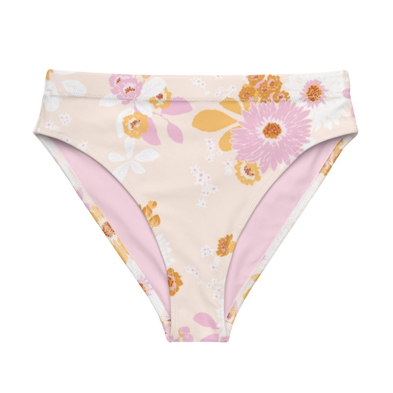 RECYCLED BIKINI, CUTE Bikini Bottoms, Boho Floral High Waisted Bikini