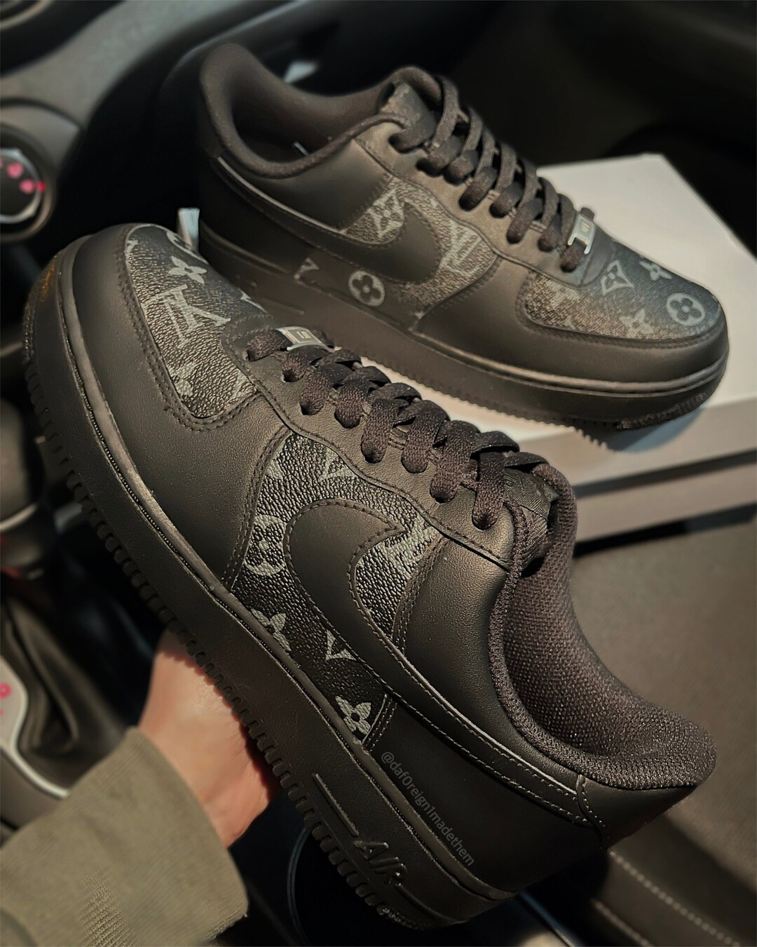 Custom AF1 Black Leather Black Air Force 1s - Etsy