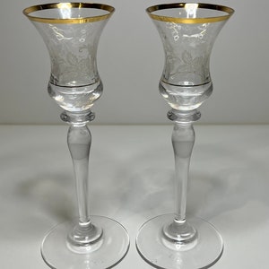 VINTAGE Mikasa Tapered Candlestick Holders (2) White Lace Designed, Gold Trim . 90s