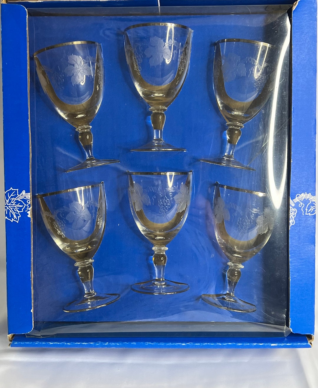 Vintage Mid Century Bohemia Crystal Wine Glasses With Etched Etsy