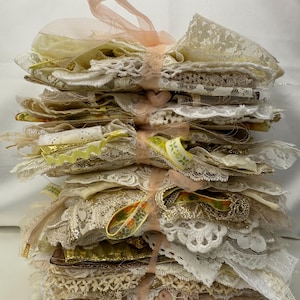 30 stuks vintage kant-scrappack, voor langzaam naaien, tijdschriften, collage en knutselen