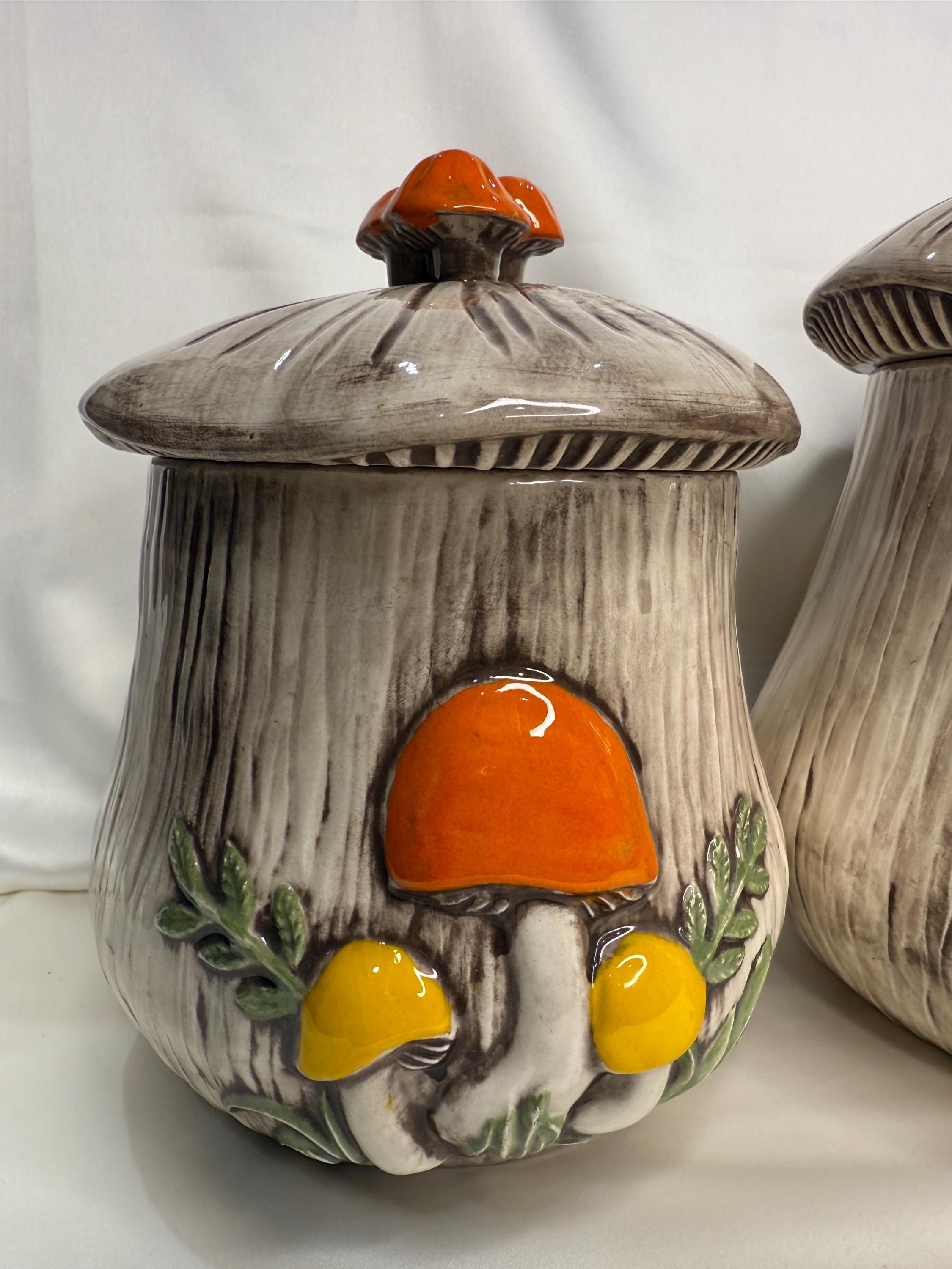 Vintage Arnel's Ceramic Mushroom Canister Set Arnel Mushroom
