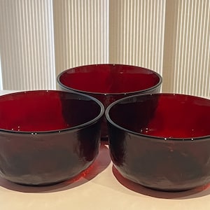 Vintage French Arcoroc ruby tempered glass bowl. 1960s