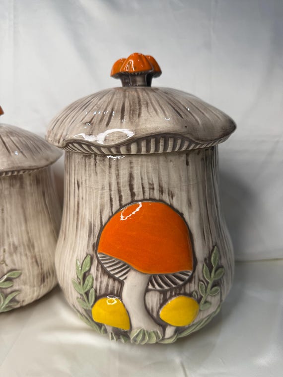 Vintage Arnel's Ceramic Mushroom Canister Set Arnel Mushroom