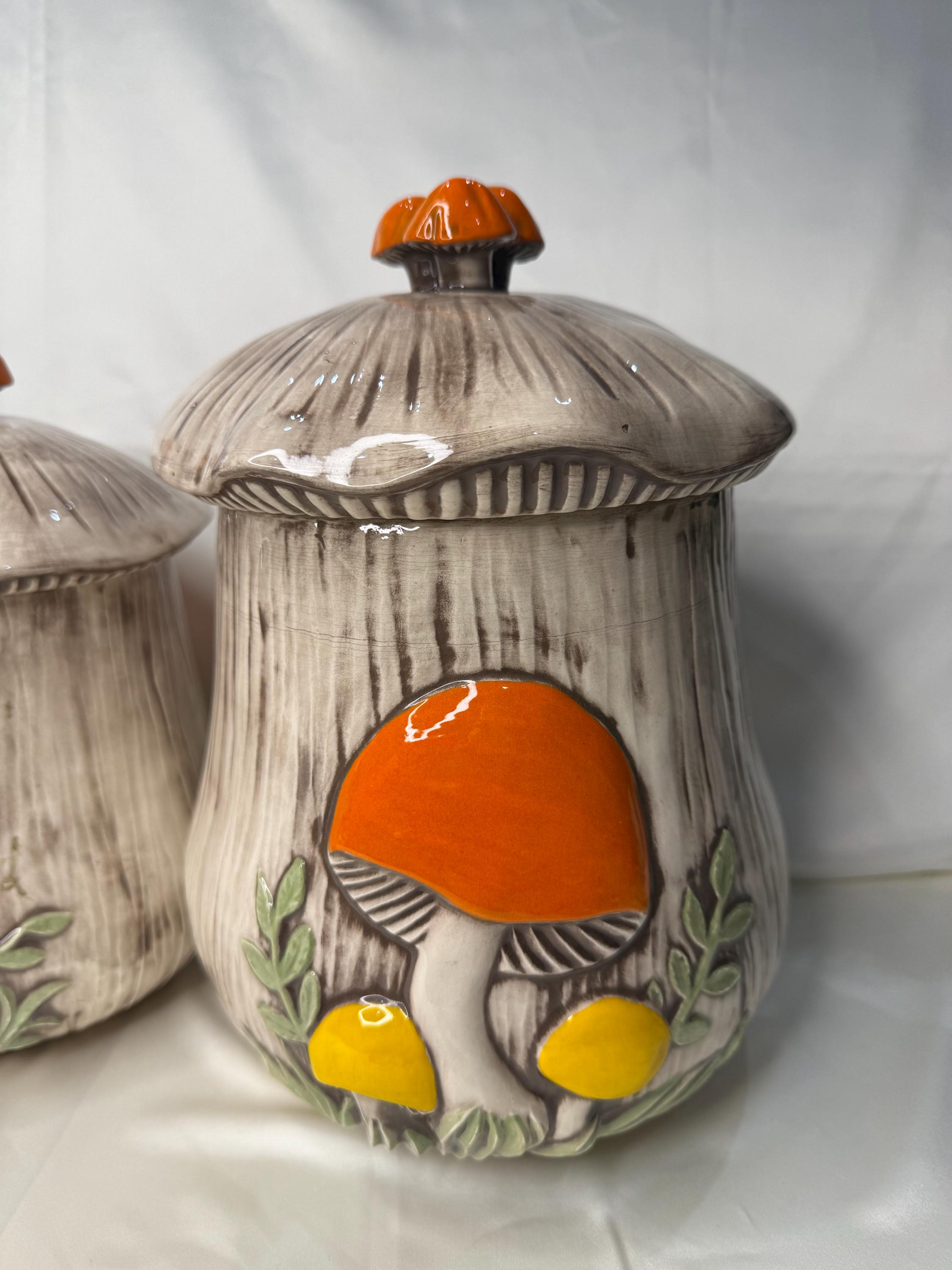 Vintage Arnel's Ceramic Mushroom Canister Set Arnel Mushroom