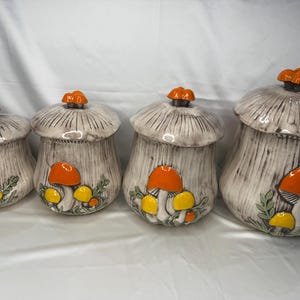 Vintage Arnel&#39;s Ceramic Mushroom Canister Set Arnel Mushroom Canister. 4 sizes available- sold separately.