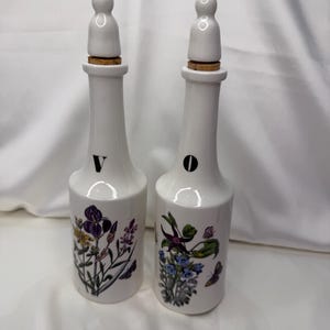 Ein Vintage Portmeirion The Botanic Garden, Sammlerset von Portmeirion Öl und Essig Keramikflaschen