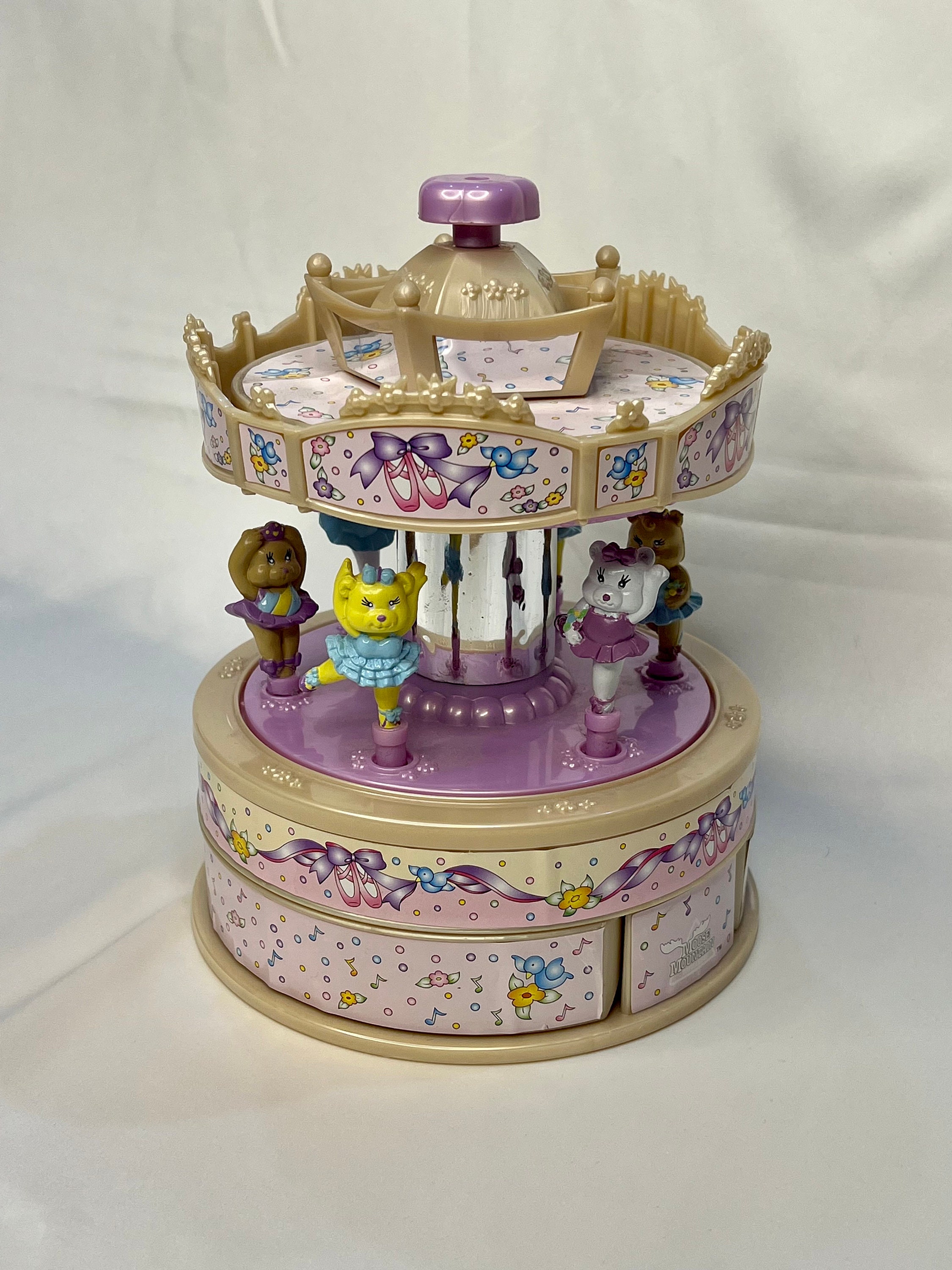 Vintage 1999 Moose Mountain Carousel Bear Ballerina Jewellery Box