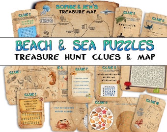Beach Treasure Hunt for older kids & teens | Scavenger Hunt Clues | Party Birthday Activity Puzzles