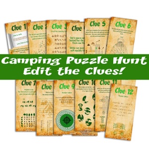 Camping Treasure Hunt Clues | Outdoor Scavenger Hunt | Puzzle game for older kids, tweens and teens