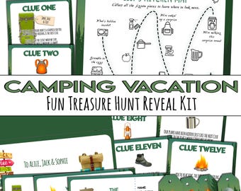 Camping Vacation Reveal Kit: Treasure Hunt, Clues & Map