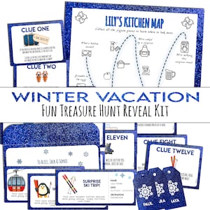 Überraschungs Ski oder Snowboard Urlaub Geschenk offenbaren Idee | Schatzsuche Hinweise und Karte | Lustiger Rätsel-Scavenger für Kinder, Jugendliche und Erwachsene | Karte