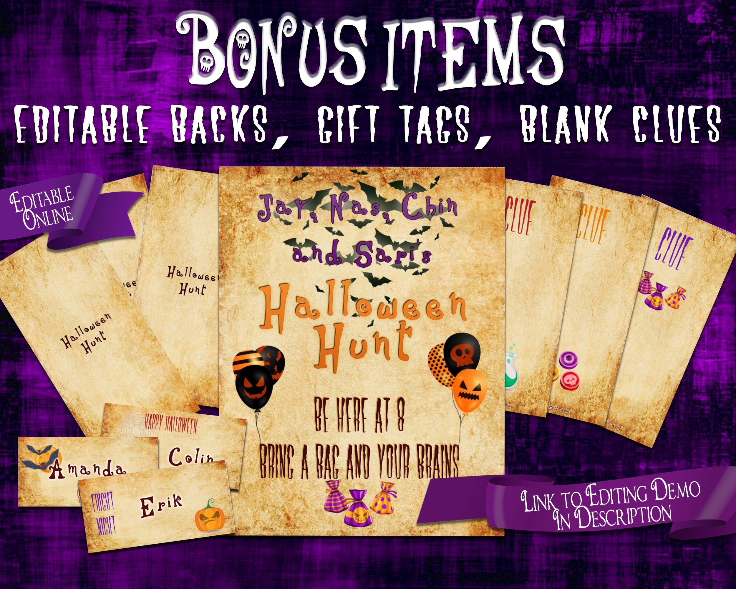 Editable Halloween Treasure Hunt Clues for Kids Outdoor Etsy UK