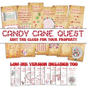 Pistas para la búsqueda del tesoro de Navidad en interiores para niños mayores / Búsqueda del tesoro editable con bastones de caramelo como tesoro / Juego de Navidad / Actividad de invierno