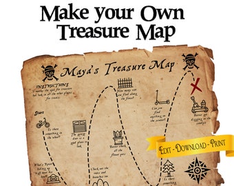 DIY Treasure Map Printable | Templates you can edit and download as high quality PDFs or JPEGs