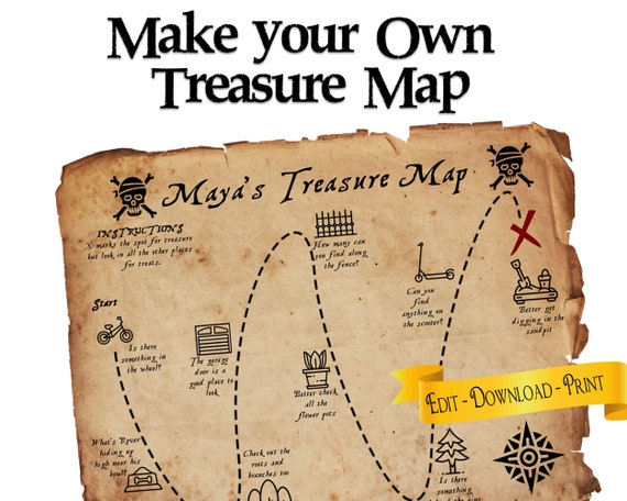 DIY Treasure Map Printable Templates You Can Edit and - Etsy