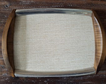 Rare Vintage Picquot Ware Serving Tray | Magnalium & Sycamore Wood | Made in England