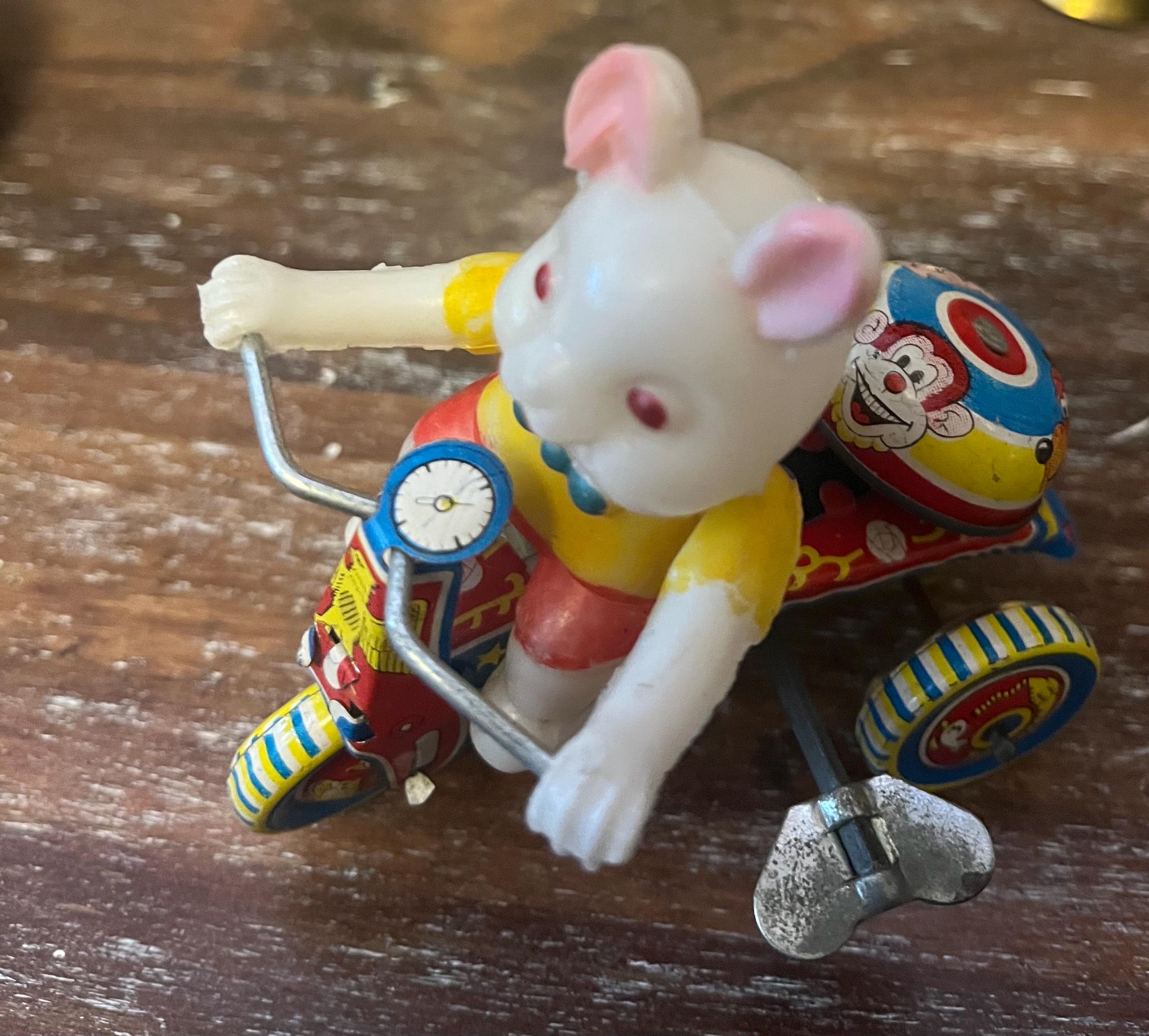 Rare Vintage Tin Toy Bunny Rider | Mechanical Wind-up Scooter | Retro ...
