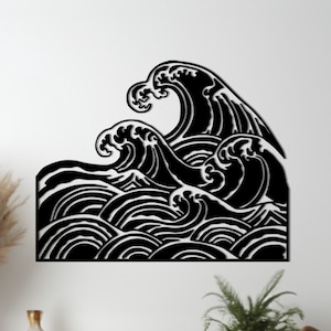 The Great Wave Off Kanagawa Metal Wall Art, Great Wave Wall Art , Living Room Wall Decor, Bedroom Wall Decor, Metal Wall Hanging