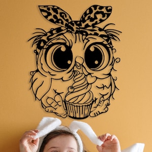 Cute Owl Metal Wall Art, Animals Wall Art, Living Room Wall Decor, Bedroom Wall Decor, Metal Wall Hanging, Artwork for Walls, Child Room