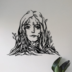Tree Woman Metal Wall Decor, Metal Tree Decor, Tree of Life Decor, Living Room Decoration,Branches Woman Decor, Minimalist Line Art, Woman