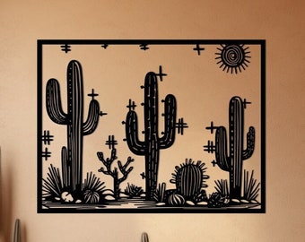 Cactus 2 Metal Wall Decor, Western Metal Cactus Wall Art, Large Metal Wall Art, Western Decor, Desert Cactus, Cactus Lover Gift