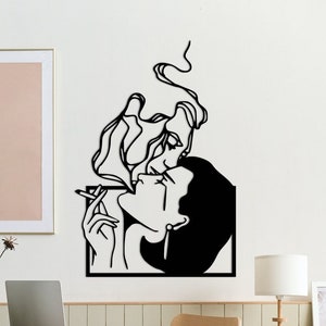 Love in Smoke Metal Wall Art, Gift For Men, Cool Man Art, Metal Art, Gift For Him, Living room Decor, Bedroom Decor, Black Metal Art