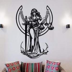 Themis Lady Justice Metal Wall Art, Goddes of Justice, Law Firm Decor, Interior Design, Lawyer Office Art,Room Decor, Home Wall Art