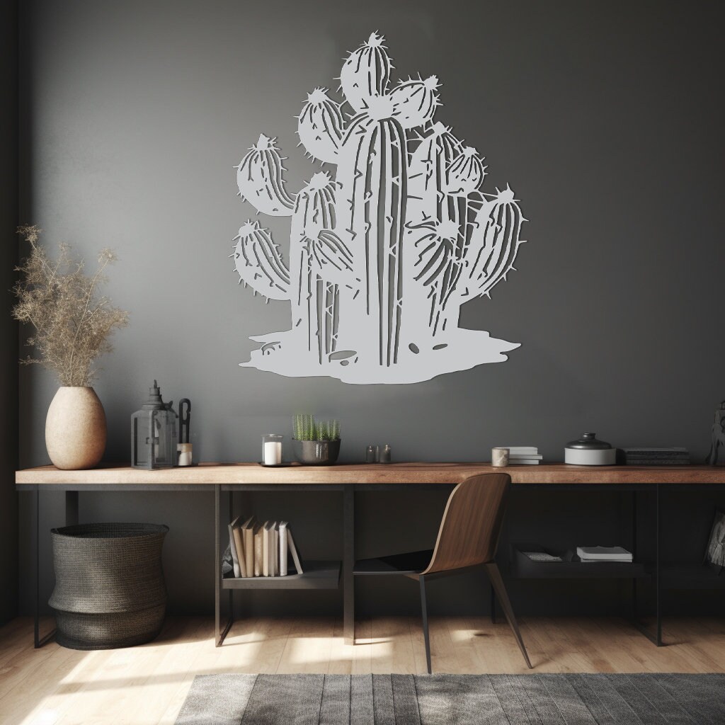 Cactus Metal Wall Decor, Metal Cactus Wall Art, Large Metal Wall Art