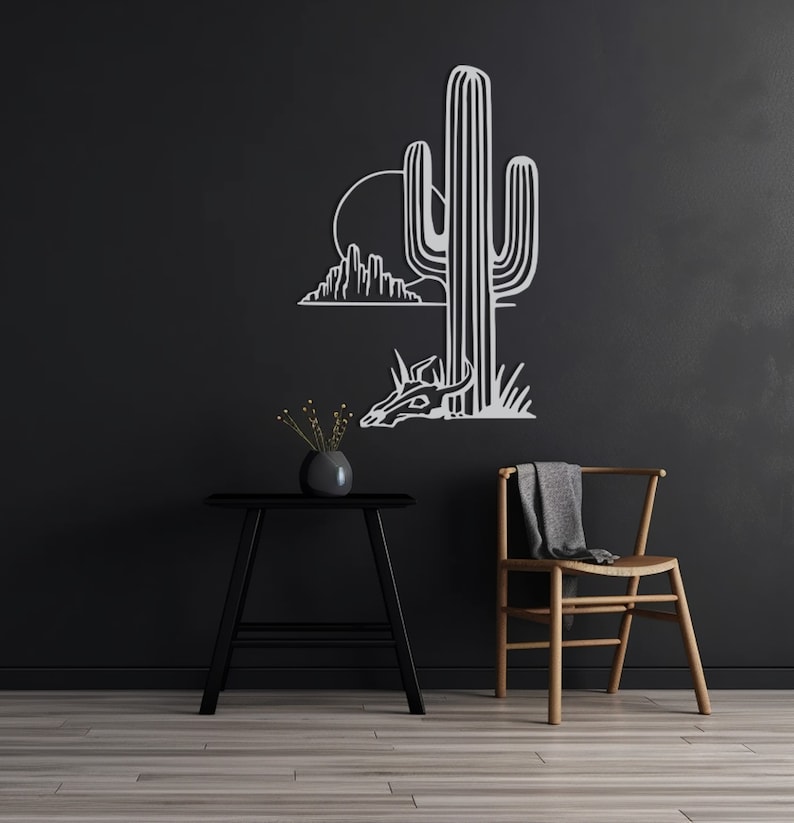 Cactus 3 Metal Wall Decor, Western Metal Cactus Wall Art, Large Metal