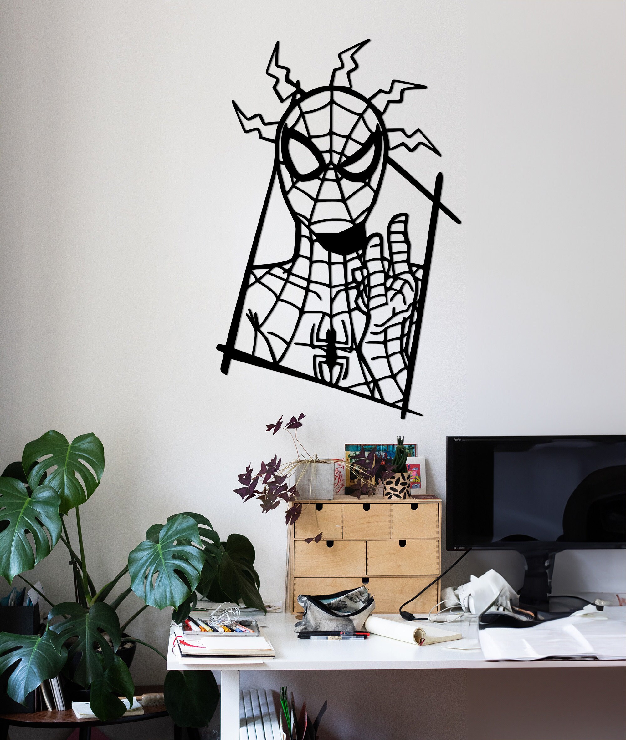 Plaque Métal Vintage Spiderman - Déco Murale Marvel & DC Comics