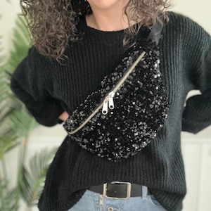 Sac banane à sequins Noir - Sac banane à sequins - Sac femme - Sac enfant - Sac banane