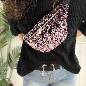 Sac banane à sequins Rose - Sac banane à sequins - Sac femme - Sac enfant - Sac banane
