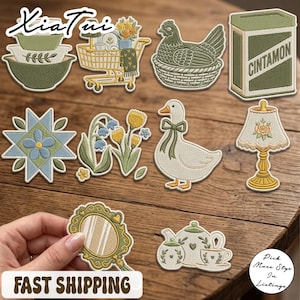 Embroidered Grandma Core Patch Bundle, Cottage Core Hen In Nest Iron On Sew On Patch Set, Vintage Thrifted Aesthetic Decor Gift