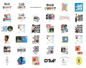 Bad Bunny Debi Tirar Mas Fotos PNG Bundle, Nadie Sabe Lo Que Va A Pasar Mañana Digital Download, DTMF Puerto Rico Music Fan Gift