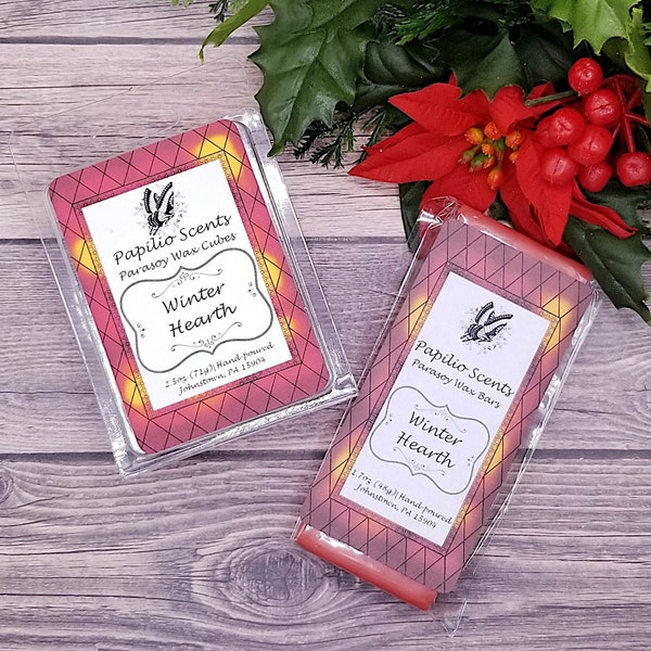 Winter Hearth Parasoy Wax Melt, Long Lasting Warm Patchouli Fragrance Cube, Hand Poured Masculine Autumn Winter Scent